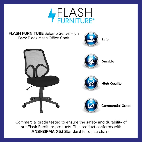 Flash Furniture Salerno Series High Back Black Mesh Offi - GO-WY-193A-BK-GG