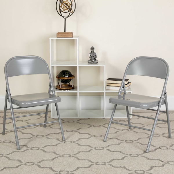 Flash Furniture Gray Metal Folding Chair - 2-HF3-MC-309AS-GY-GG
