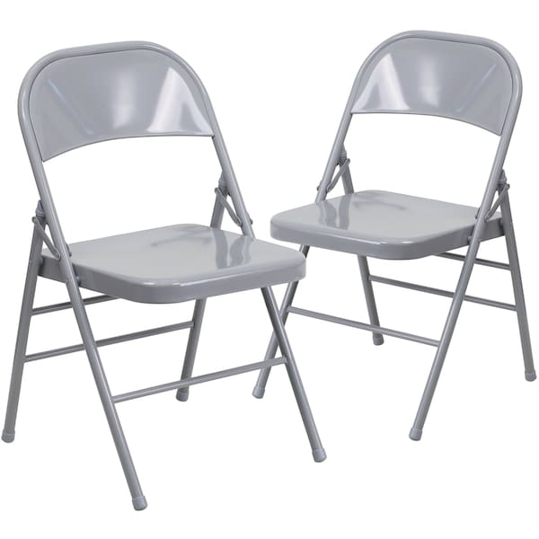 Flash Furniture Gray Metal Folding Chair - 2-HF3-MC-309AS-GY-GG