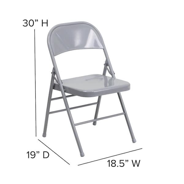 Flash Furniture Gray Metal Folding Chair - 2-HF3-MC-309AS-GY-GG