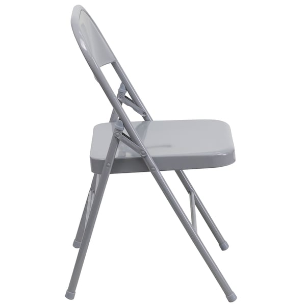 Flash Furniture Gray Metal Folding Chair - 2-HF3-MC-309AS-GY-GG