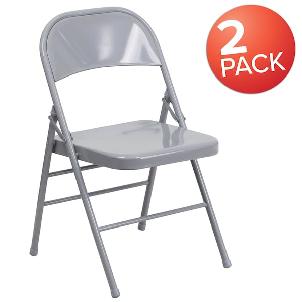 Flash Furniture Gray Metal Folding Chair - 2-HF3-MC-309AS-GY-GG