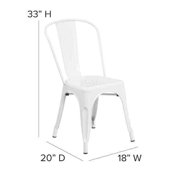Flash Furniture Contemporary Chair, White Back, 18 in W 20" L 33" H - CH-31230-WH-GG