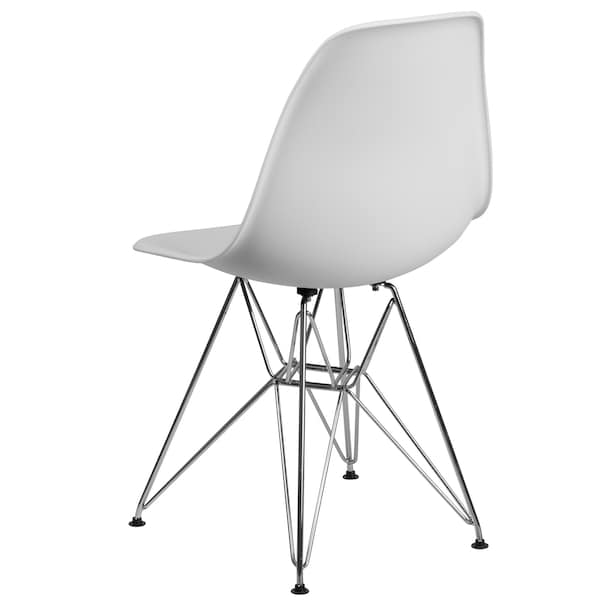 Flash Furniture Elon Series White Plastic Chair with Chrome Base - 2-FH-130-CPP1-WH-GG