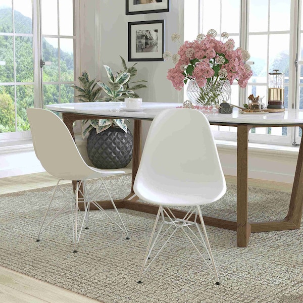 Flash Furniture Elon Series White Plastic Chair with Chrome Base - 2-FH-130-CPP1-WH-GG