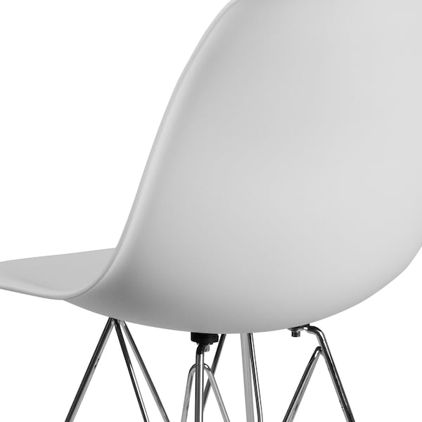 Flash Furniture Elon Series White Plastic Chair with Chrome Base - 2-FH-130-CPP1-WH-GG