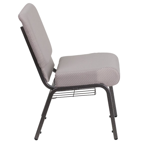 Flash Furniture Hercules Church Chair, Gray Back, 21-1/4 in W 25" L 33" H, Fabric Seat - FD-CH0221-4-SV-GYDOT-BAS-GG