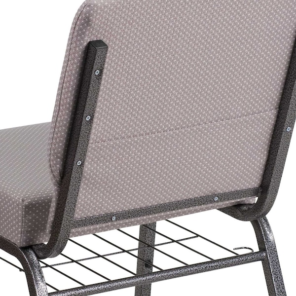 Flash Furniture Hercules Church Chair, Gray Back, 21-1/4 in W 25" L 33" H, Fabric Seat - FD-CH0221-4-SV-GYDOT-BAS-GG