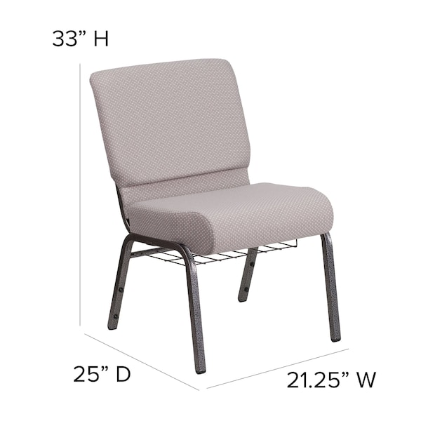 Flash Furniture Hercules Church Chair, Gray Back, 21-1/4 in W 25" L 33" H, Fabric Seat - FD-CH0221-4-SV-GYDOT-BAS-GG
