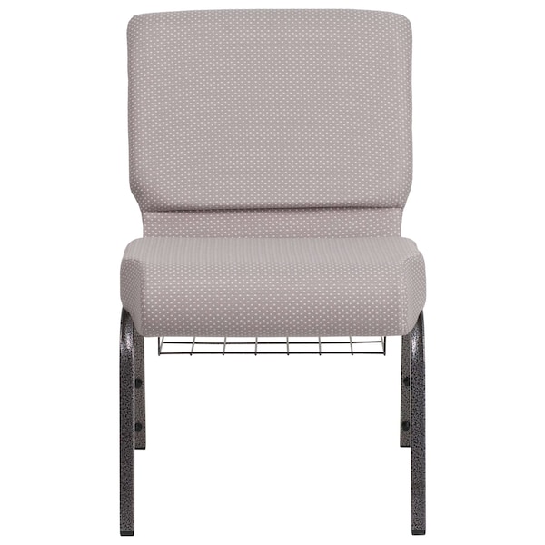 Flash Furniture Hercules Church Chair, Gray Back, 21-1/4 in W 25" L 33" H, Fabric Seat - FD-CH0221-4-SV-GYDOT-BAS-GG