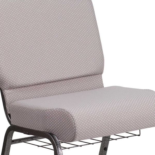 Flash Furniture Hercules Church Chair, Gray Back, 21-1/4 in W 25" L 33" H, Fabric Seat - FD-CH0221-4-SV-GYDOT-BAS-GG