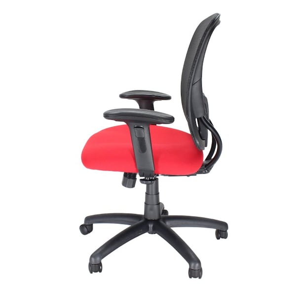 We'Re It We're it, Zapp Series Black Mesh Back Adjustable Task Chair with Red Fabric Seat and Black Frame - OFD500F-RED