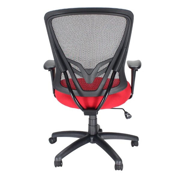 We'Re It We're it, Zapp Series Black Mesh Back Adjustable Task Chair with Red Fabric Seat and Black Frame - OFD500F-RED