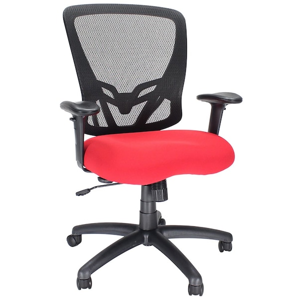 We'Re It We're it, Zapp Series Black Mesh Back Adjustable Task Chair with Red Fabric Seat and Black Frame - OFD500F-RED