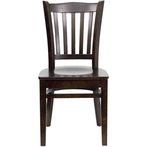 Flash Furniture HERCULES Series Vertical Slat Back Walnut Wood Restaurant Chair - 2-XU-DGW0008VRT-WAL-GG