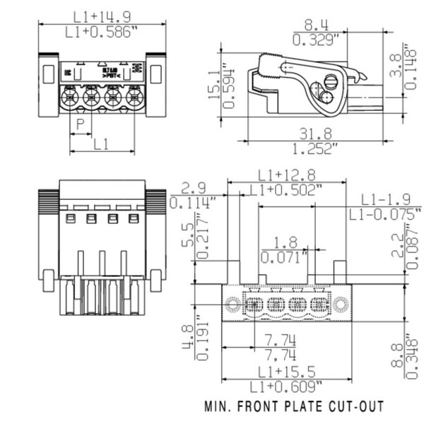 Weidmuller Barrier Strip Terminal Block, 17A, 2.5Mm2, 1 Row(S), 1 Deck(S) - 1890300000
