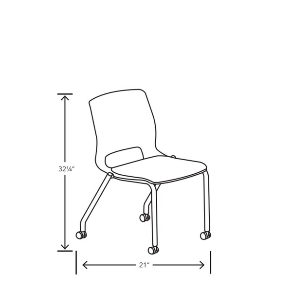 Hon Motivate Four-Leg Stacking Chair, Up to 300 lbs, 18 in. Seat Height, 2PK - HMG1.N.S.RE.PLAT