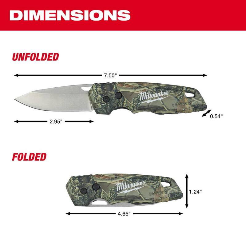 Milwaukee FASTBACK Camo Stainless Steel Folding Knife with 2.95 in. Blade with Compact Jobsite Knife Sharpener (2-Piece) - 48-22-1524-48-22-1590