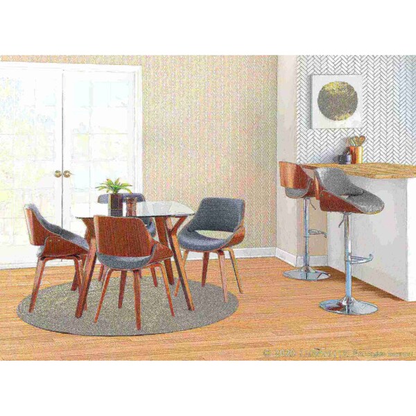 Lumisource Fabrizzi Dining/Accent Chair in Walnut and Grey Fabric - CH-FBZZNL WL+GY