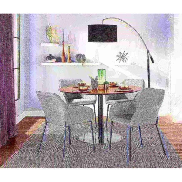 Lumisource Daniella Dining Chair in Black Metal and Grey Fabric, PK 2 - DC-DANIELLA BKGY2