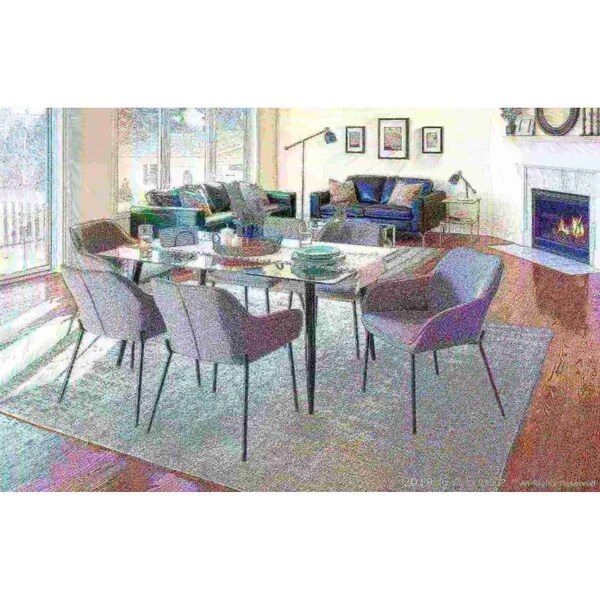 Lumisource Daniella Dining Chair in Black Metal and Grey Fabric, PK 2 - DC-DANIELLA BKGY2