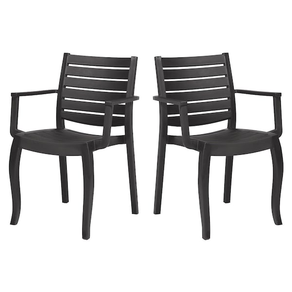 Rainbow Outdoor Zeus Set of 2 Stackable Armchair-Anthracite - RBO-ZEUSWD-ANT-AC-SET2