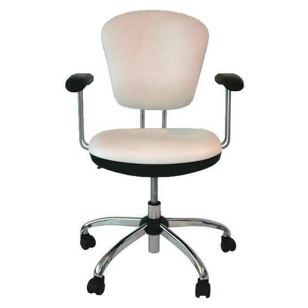 Shopsol Vinyl Lab Chair, 17" to 25", T-Pad Arms, White - 1010296