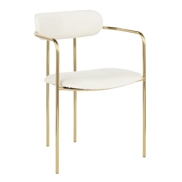 Lumisource Demi Chair in Gold Metal and Cream Velvet, PK 2 - CH-DEMI AUVCR2
