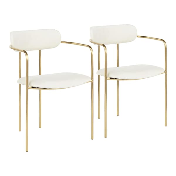 Lumisource Demi Chair in Gold Metal and Cream Velvet, PK 2 - CH-DEMI AUVCR2