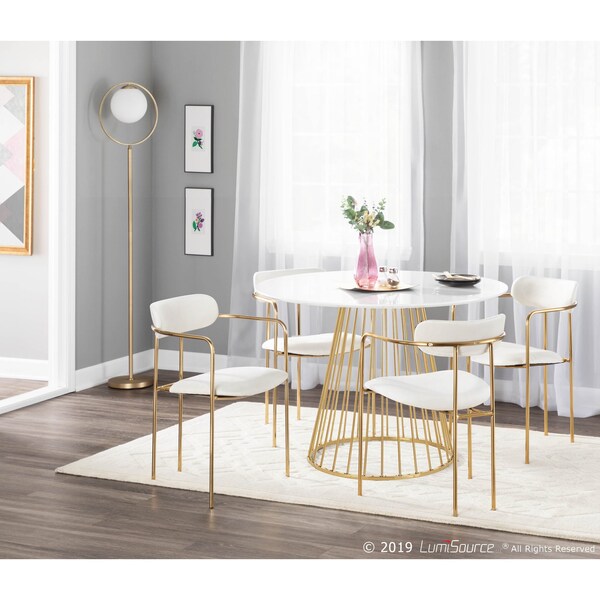 Lumisource Demi Chair in Gold Metal and Cream Velvet, PK 2 - CH-DEMI AUVCR2