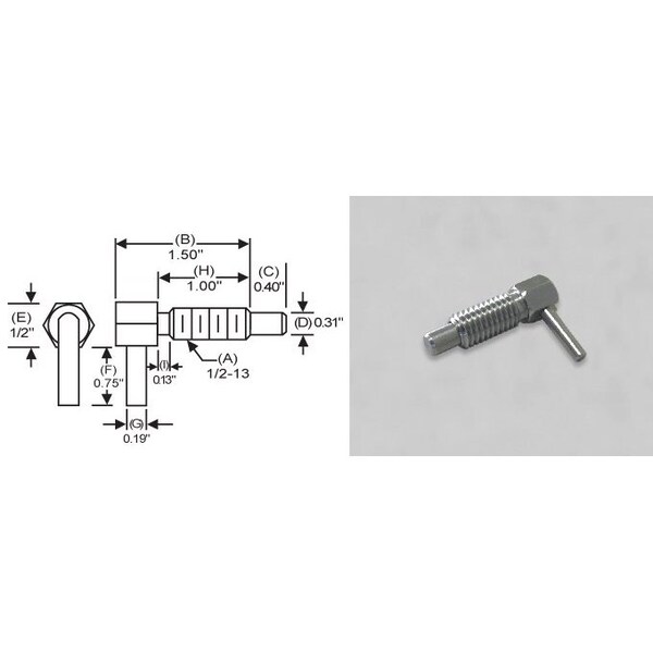 S & W Manufacturing L-Handle Lock, Nose P, 1/2-13", 1" - LLS-4