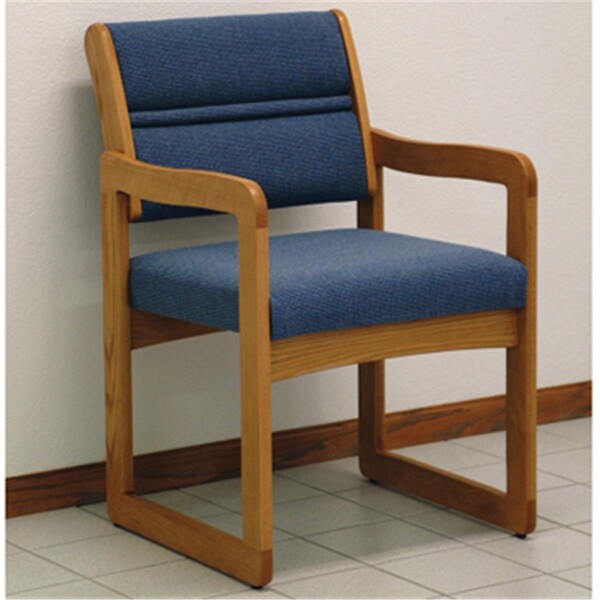 Wooden Mallet Valley Guest Chair in Medium Oak - Powder Blue - DW1-1MOPB