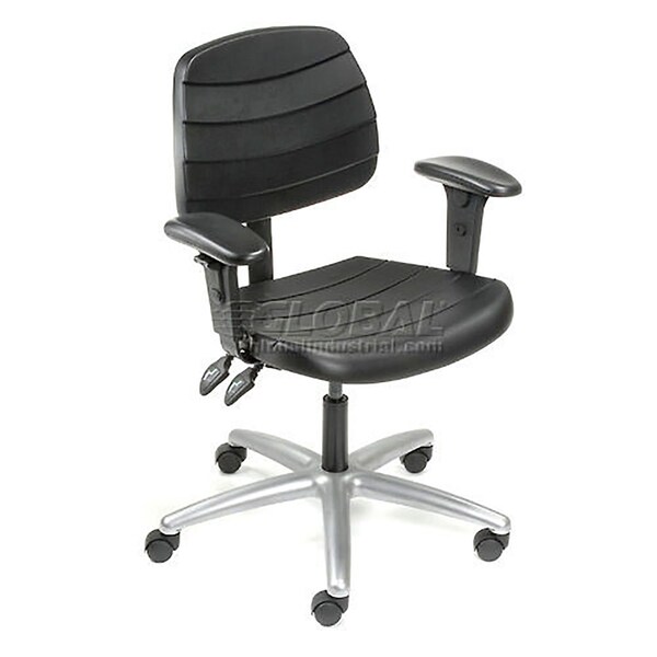 Global Industrial Deluxe Ergonomic Chair With Armrests, Polyurethane, Black - 250611
