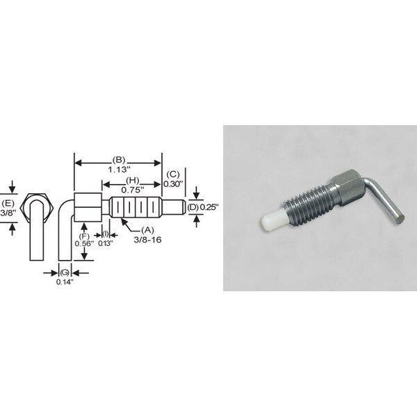 S & W Manufacturing L-Handle, Non Lck Nyl Nose3/8-16", 1/4" - NLN-2