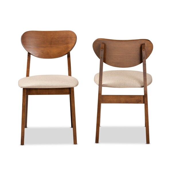 Baxton Studio Damara Mid-Century Modern Sand Fabric and Walnut Brown Finished Wood 2-Piece Dining Chair Set - 183-11646-ZORO
