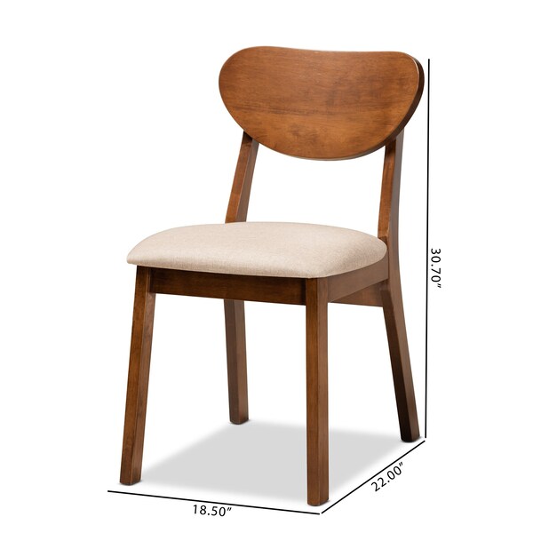Baxton Studio Damara Mid-Century Modern Sand Fabric and Walnut Brown Finished Wood 2-Piece Dining Chair Set - 183-11646-ZORO