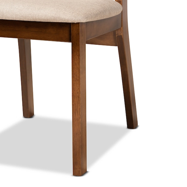 Baxton Studio Damara Mid-Century Modern Sand Fabric and Walnut Brown Finished Wood 2-Piece Dining Chair Set - 183-11646-ZORO