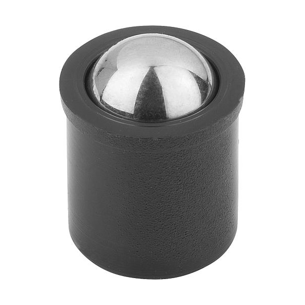 Kipp Spring Plunger, Push Fit, Plastic D=6 L=7, Ball: Stainless Steel - K0334.06