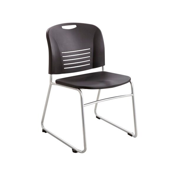 Safco Vy Sled Base Chair, Black Seat, Black Back, 22 1/2" W 19-1/2" L 32-1/2" H, No Arm, Plastic Seat - 4292BL
