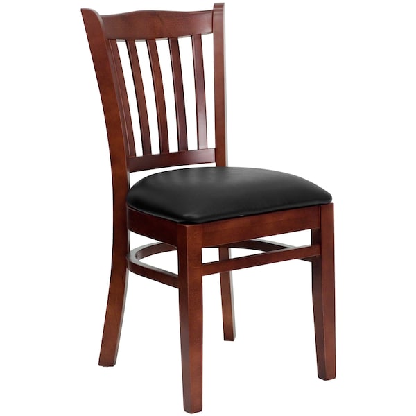 Flash Furniture Mahogany Wood Chair-Blk Vinyl - 2-XU-DGW0008VRT-MAH-BLKV-GG