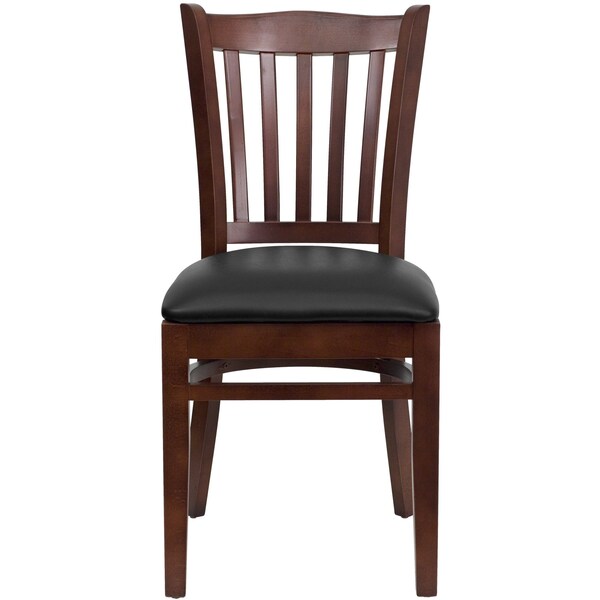 Flash Furniture Mahogany Wood Chair-Blk Vinyl - 2-XU-DGW0008VRT-MAH-BLKV-GG