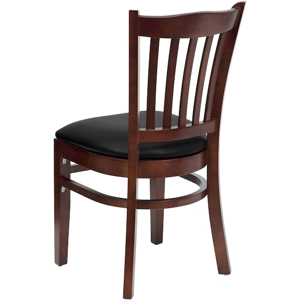 Flash Furniture Mahogany Wood Chair-Blk Vinyl - 2-XU-DGW0008VRT-MAH-BLKV-GG