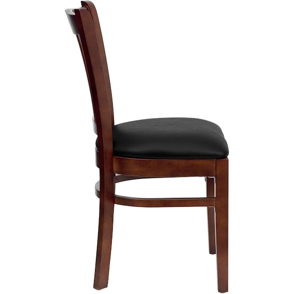 Flash Furniture Mahogany Wood Chair-Blk Vinyl - 2-XU-DGW0008VRT-MAH-BLKV-GG