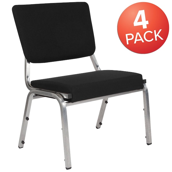Flash Furniture 4 Pack HERCULES Series 1000 lb. Rated Black Antimicrobial Fabric Bariatric Medical Reception Chair with 3/4 Panel Back - 4-XU-DG-60442-660-2-BK-GG
