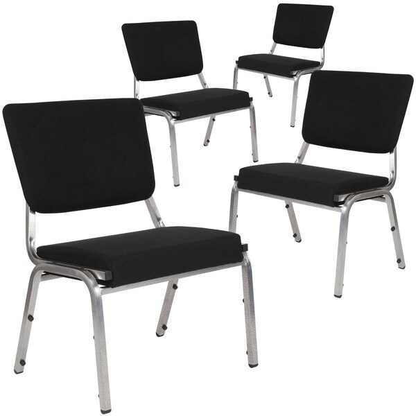 Flash Furniture 4 Pack HERCULES Series 1000 lb. Rated Black Antimicrobial Fabric Bariatric Medical Reception Chair with 3/4 Panel Back - 4-XU-DG-60442-660-2-BK-GG