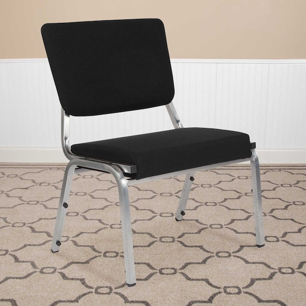 Flash Furniture 4 Pack HERCULES Series 1000 lb. Rated Black Antimicrobial Fabric Bariatric Medical Reception Chair with 3/4 Panel Back - 4-XU-DG-60442-660-2-BK-GG