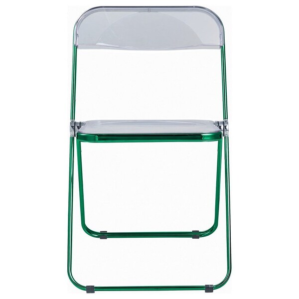 Leisuremod Lawrence Acrylic Folding Chair with Green Metal Frame, Green, 2PK - LFCL19G2