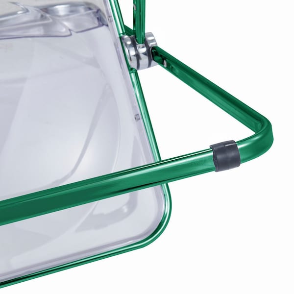 Leisuremod Lawrence Acrylic Folding Chair with Green Metal Frame, Green, 2PK - LFCL19G2