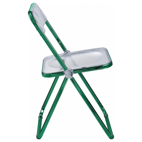 Leisuremod Lawrence Acrylic Folding Chair with Green Metal Frame, Green, 2PK - LFCL19G2