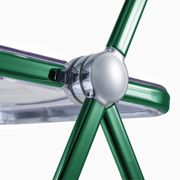 Leisuremod Lawrence Acrylic Folding Chair with Green Metal Frame, Green, 2PK - LFCL19G2